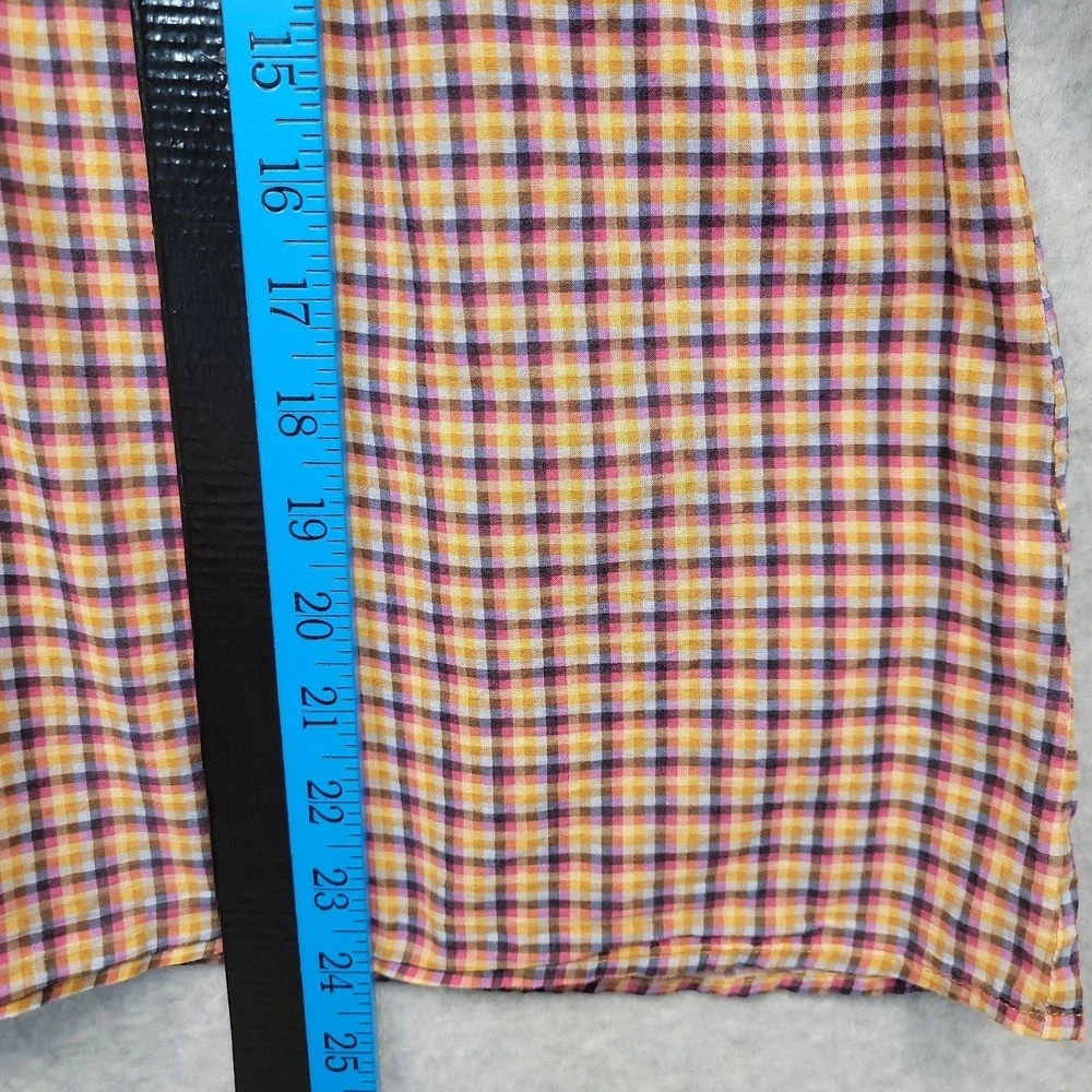 Olivia James The Label Women Large Plaid Smocked Puff Sleeve Blouse Top Cotton - Picture 8 of 10